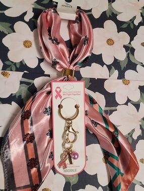 Pink Satin Ribbon Key And Purse Charm with Gold Hardware